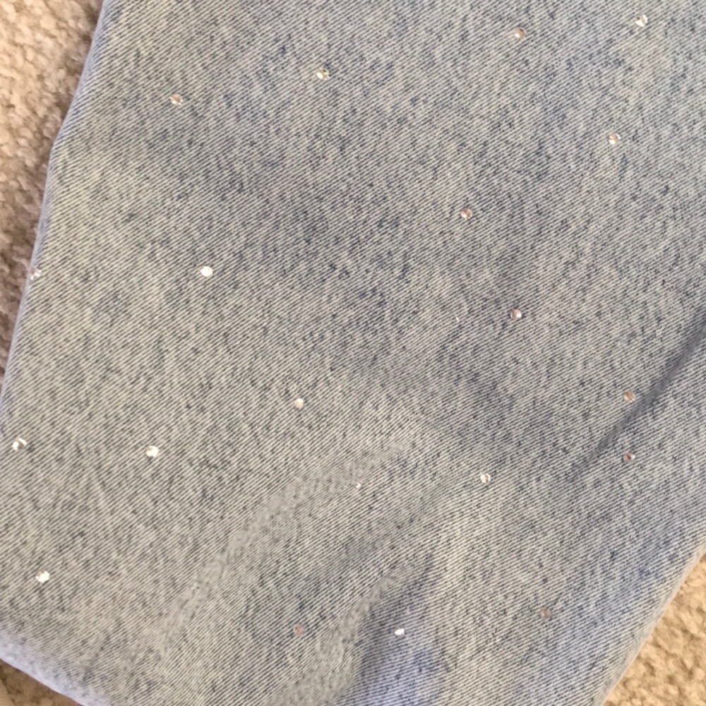 LOFT/SEQUIN EMBELLISHED HIGH RISE BARREL JEANS IN VINTAGE lIGHT INDIGO WASH/NEW - Picture 4 of 14